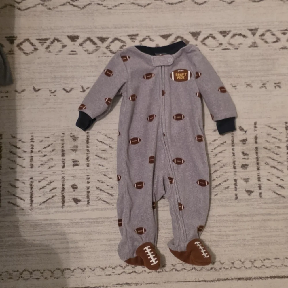 Carters Fleece Football Footies 3 Months